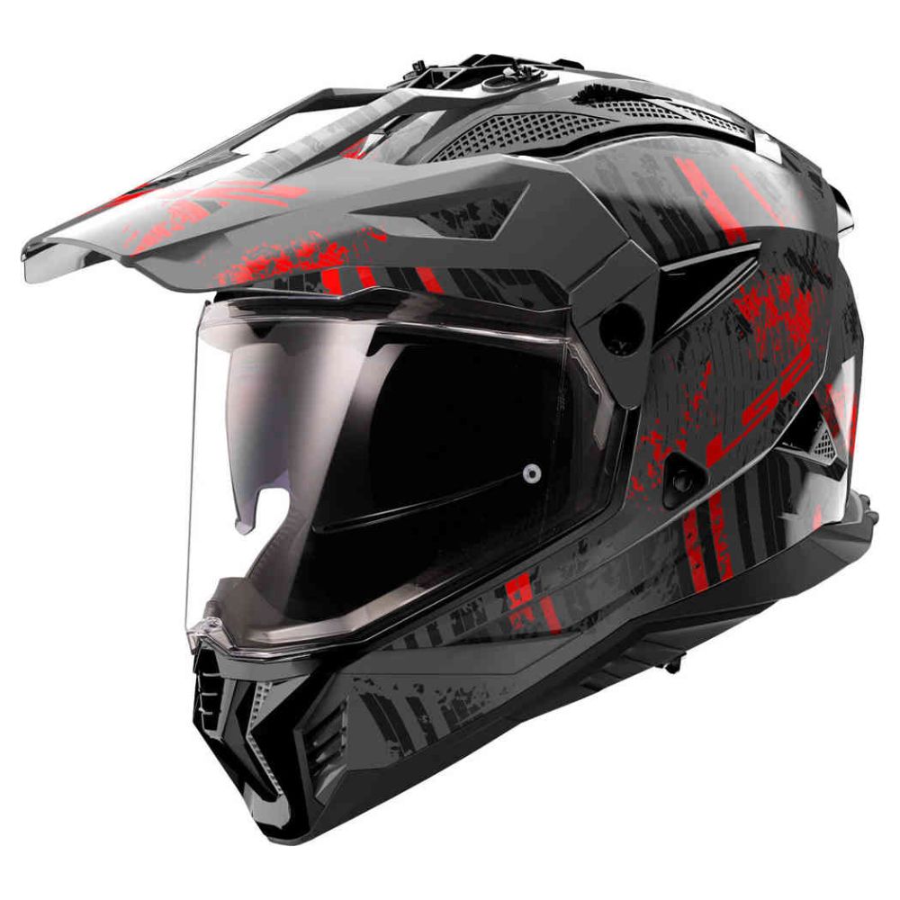 LS2 MX702 Pioneer II Crazy Matt Black/Red Helmet