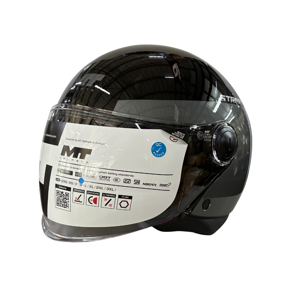 MT OF501 Street S Bezos B0 Gloss Black/Grey Open Face Helmet
