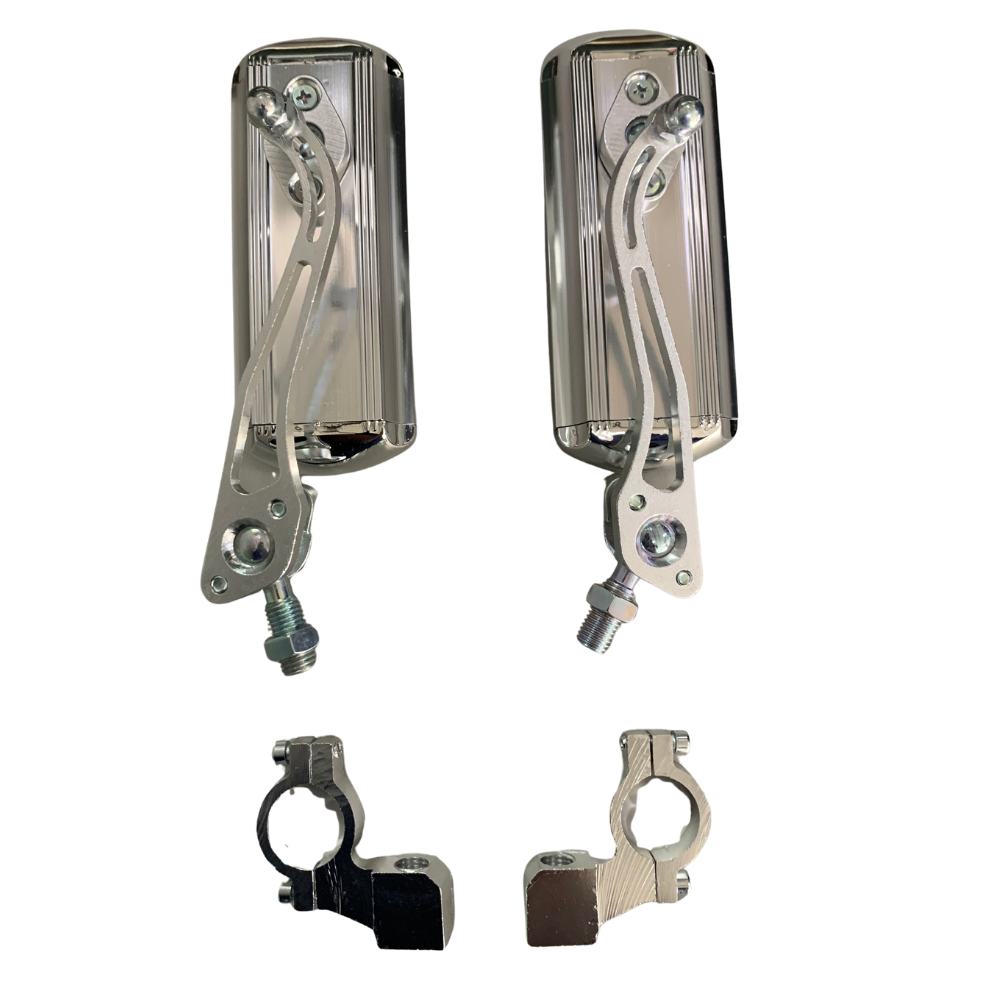 Universal Motorcycle Handlebar Clamp-On Side Mirrors CP Pair