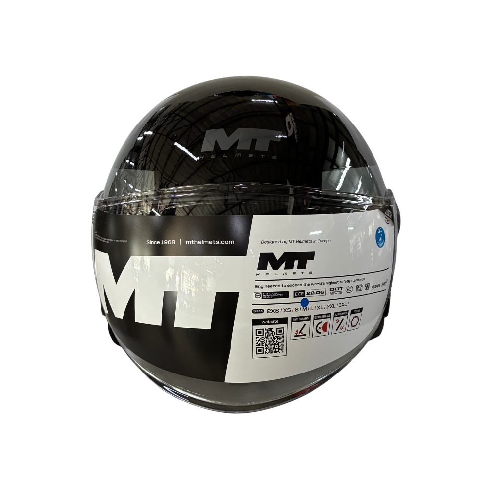 MT OF501 Street S Bezos B0 Gloss Black/Grey Open Face Helmet
