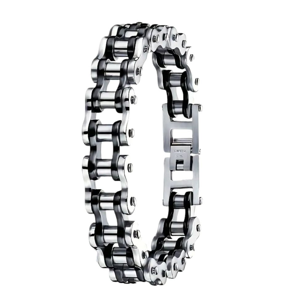 MCA Motorcycle Chain Silver/Black Bracelet