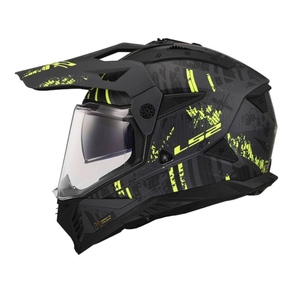 LS2 MX702 Pioneer II Crazy Matt Black/Hi-Vis Yellow Helmet