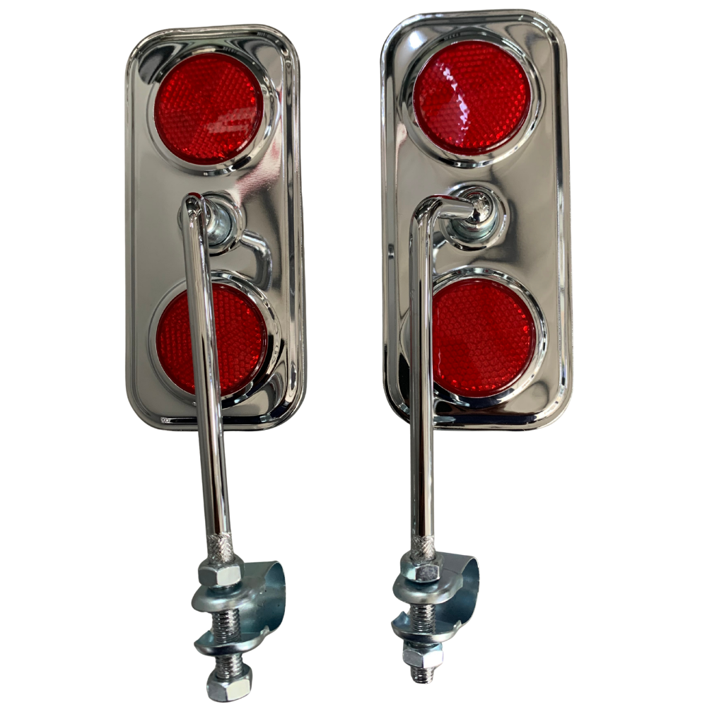 Universal Rectangular CP Clamp-On Motorcycle Mirrors pair