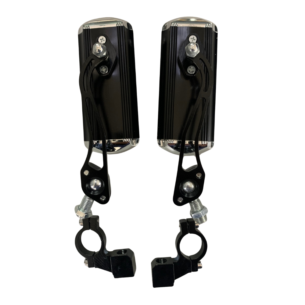 Universal Motorcycle Handlebar Clamp-On Side Mirrors Black Pair