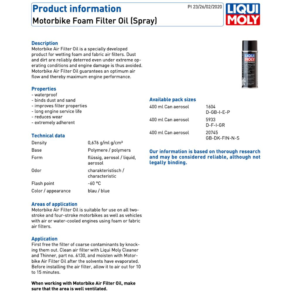 Liqui Moly Motorbike Airfilter Spray