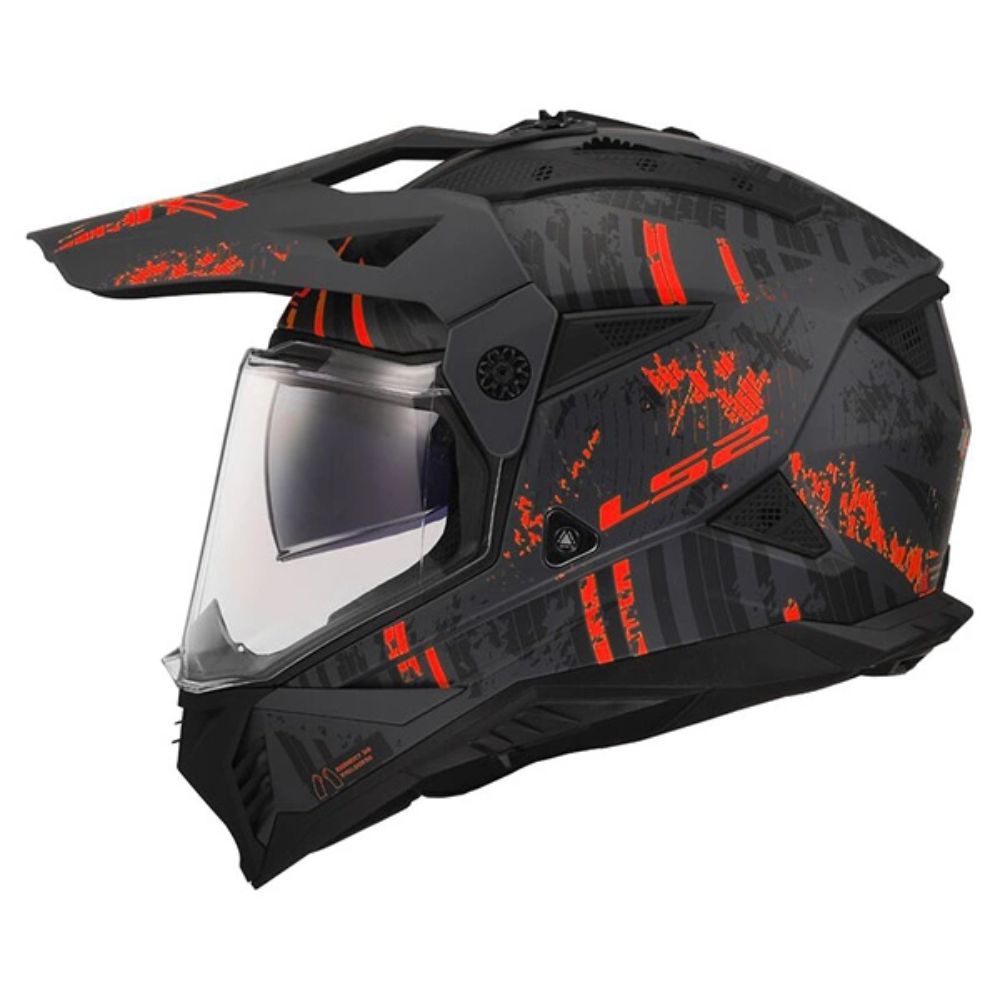 LS2 MX702 Pioneer II Crazy Matt Black/Red Helmet