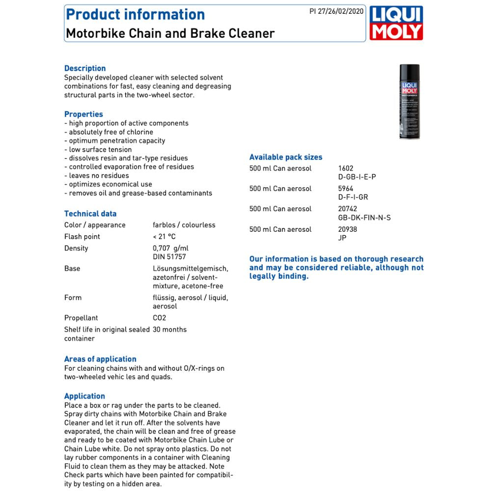 Liqui Moly Motorbike Chain & Brake Cleaner