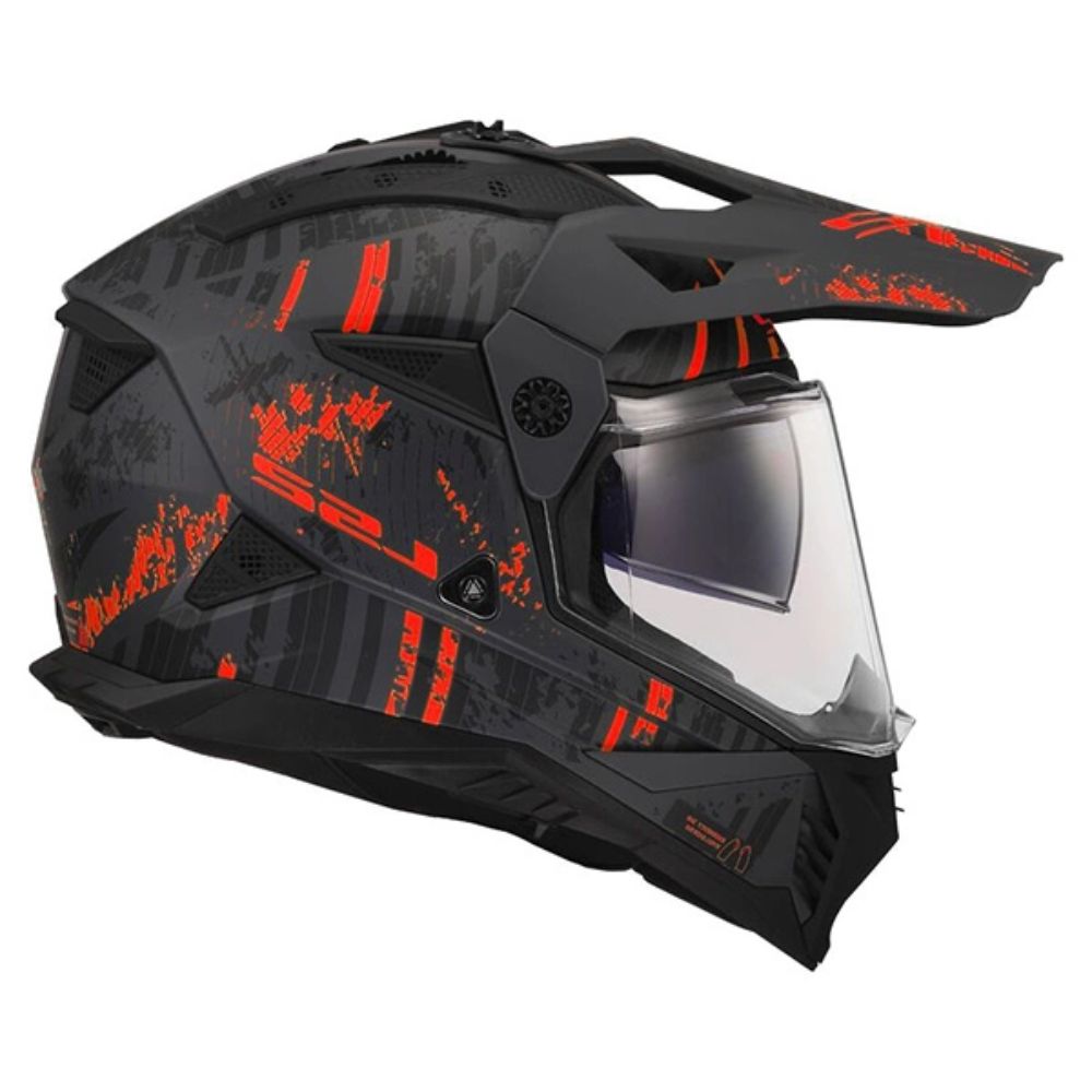 LS2 MX702 Pioneer II Crazy Matt Black/Red Helmet