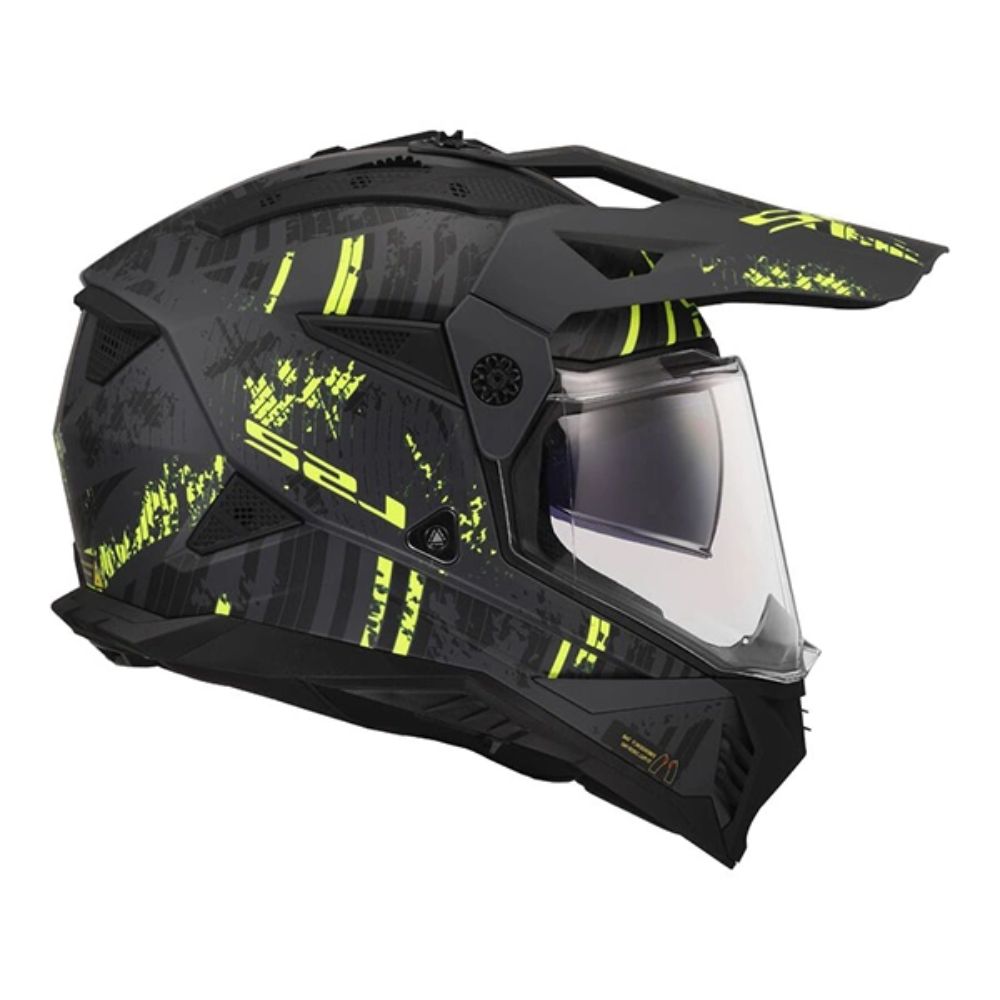 LS2 MX702 Pioneer II Crazy Matt Black/Hi-Vis Yellow Helmet