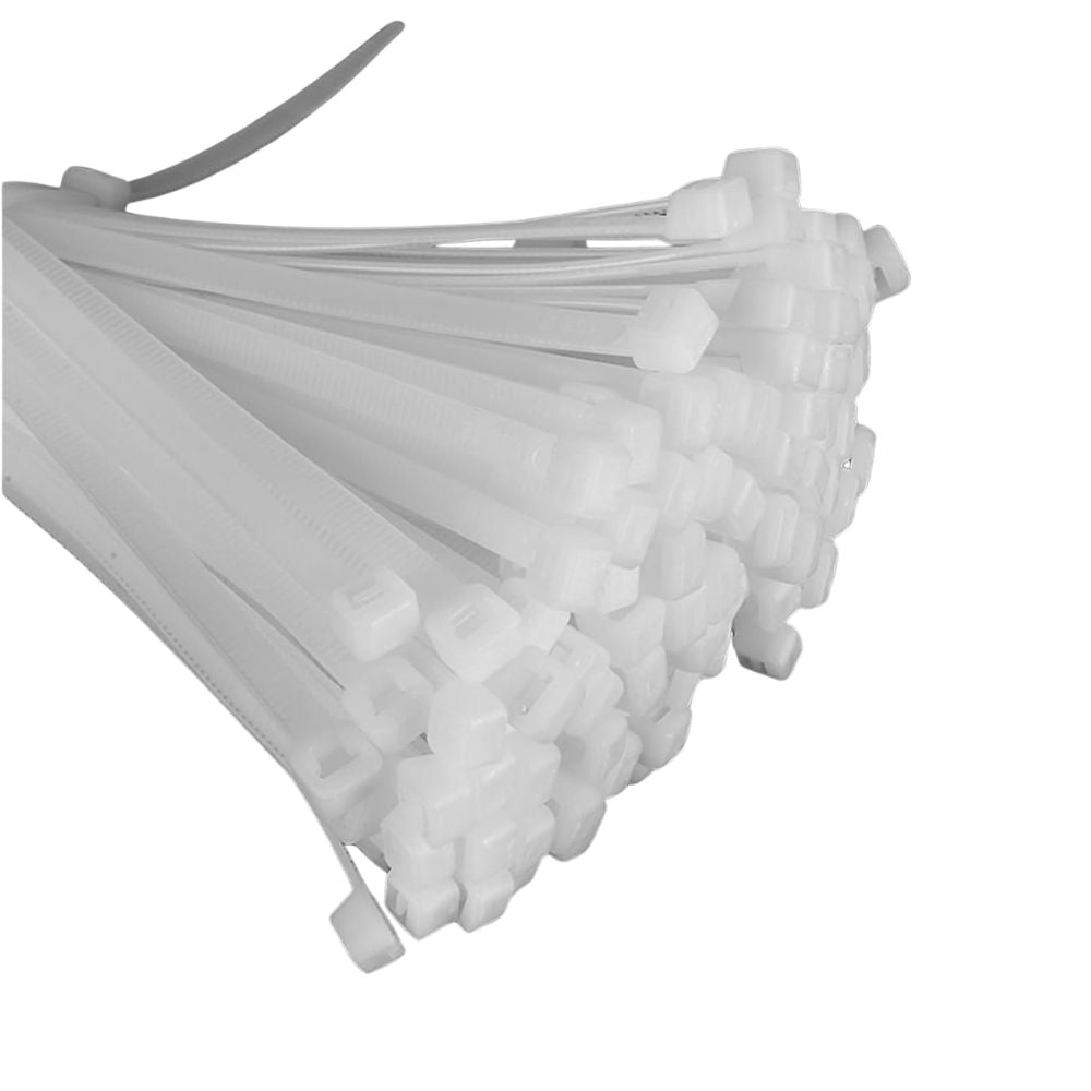 100pcs  Self-locking Plastic White Nylon Cable Ties (3x200mm)