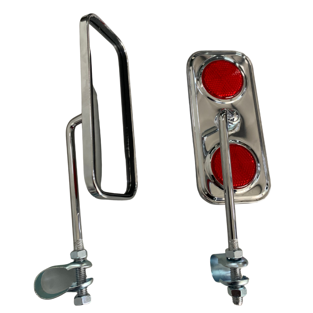 Universal Rectangular CP Clamp-On Motorcycle Mirrors pair