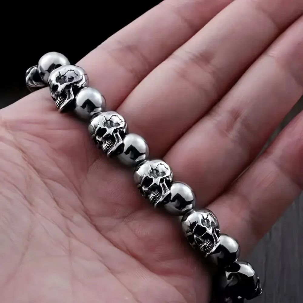 MCA Motorcycle Gothic Retro Full Skull Bracelet