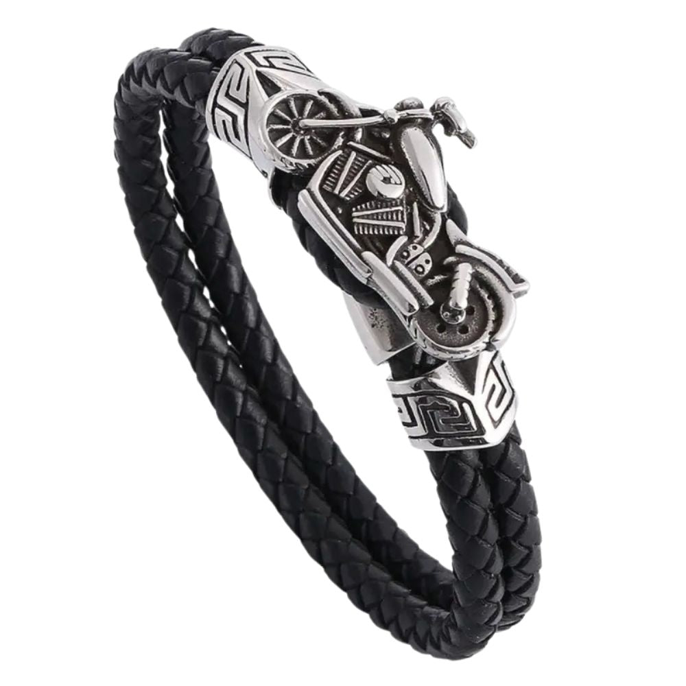 MCA Motorcycle Hand Braided Leather Hook Bracelet