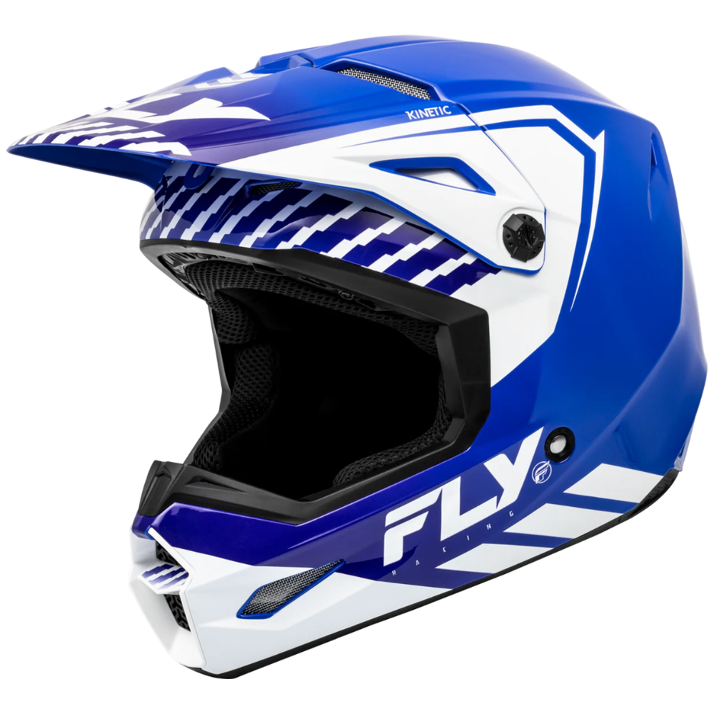 MC Auto: Fly Kinetic Menace Blue/White Helmet