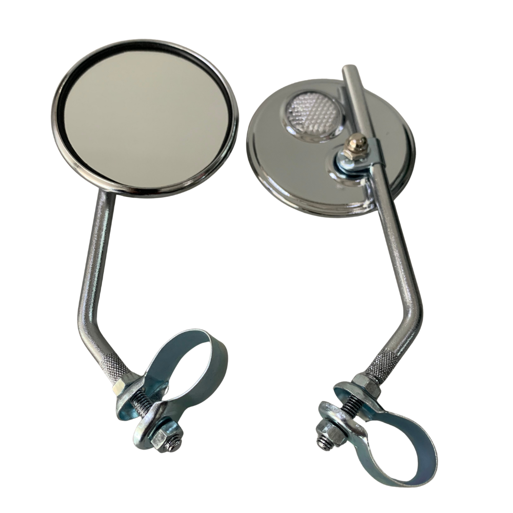 Universal Round Chrome Clamp-On Motorcycle Mirrors pair