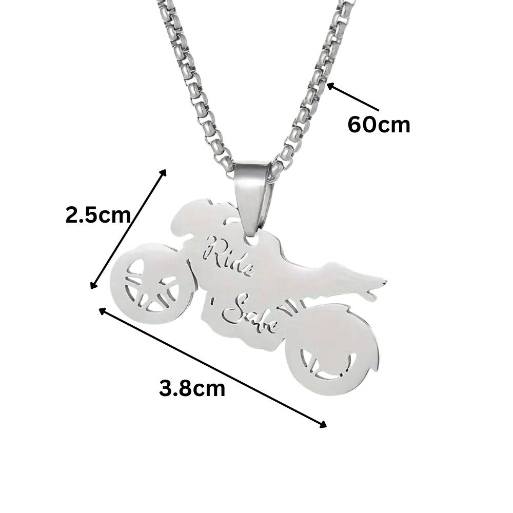 MCA Stainless Steel Motorcycle Ride Safe Pendant Necklace