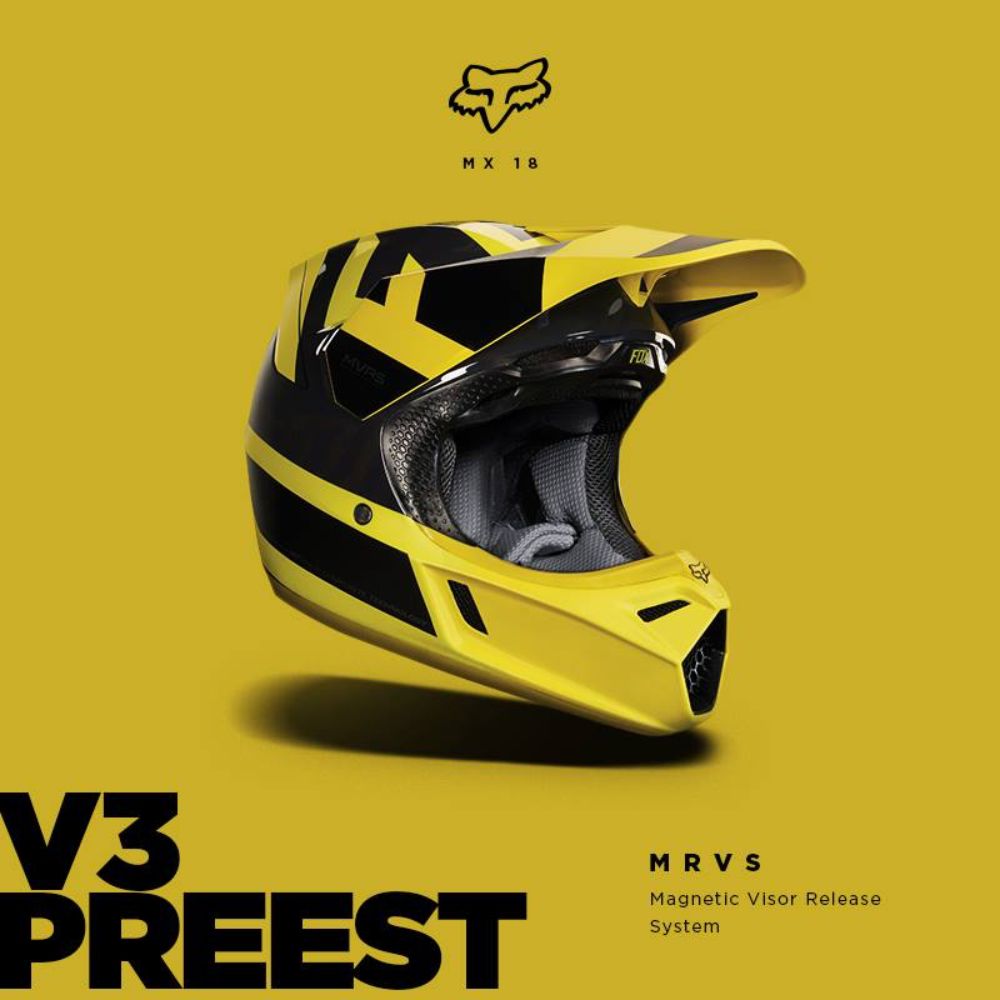 Fox V3 Preest Dark Yellow Helmet