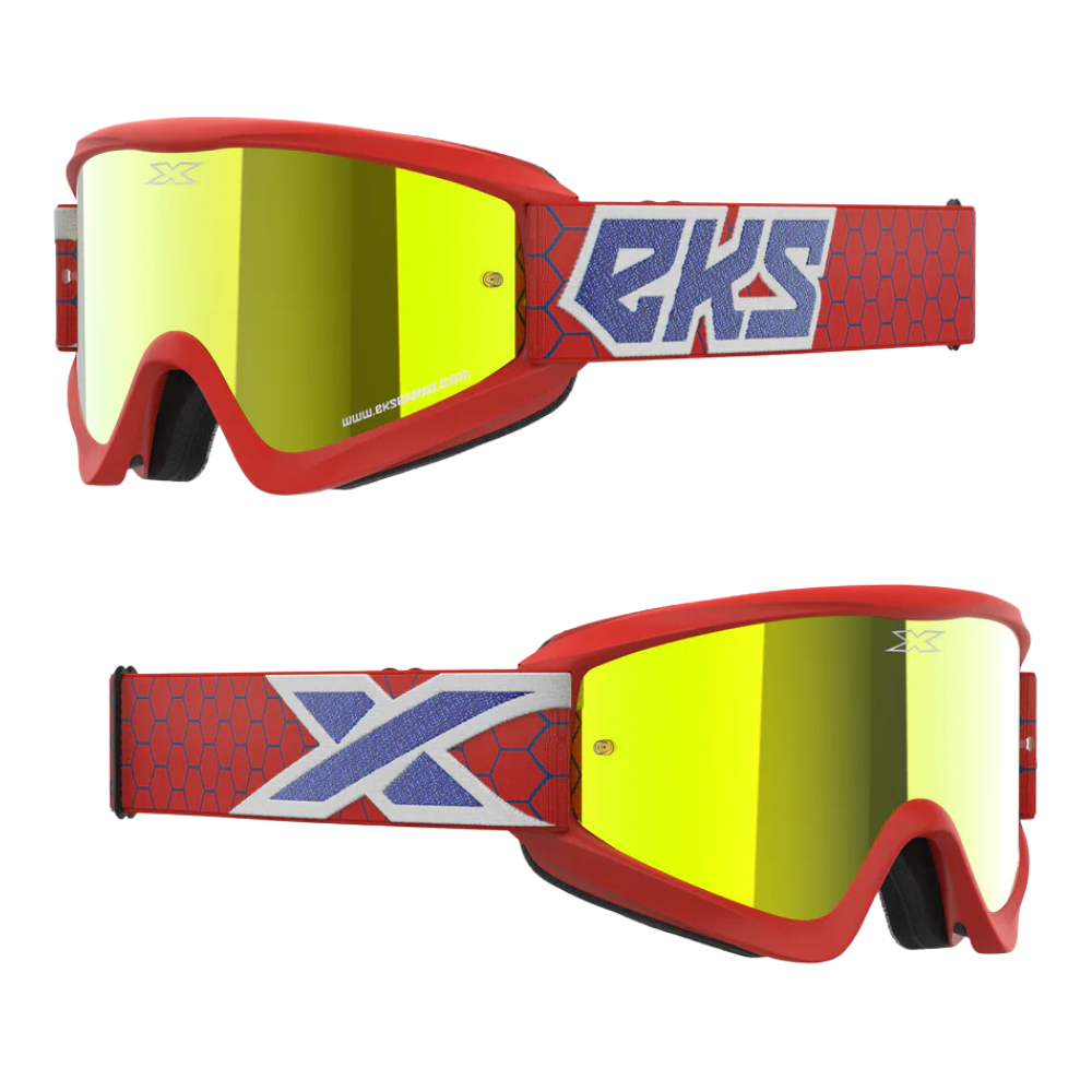MC Auto: EKS Gox Flat Out Red/White/Blue/Gold Mirror Goggle