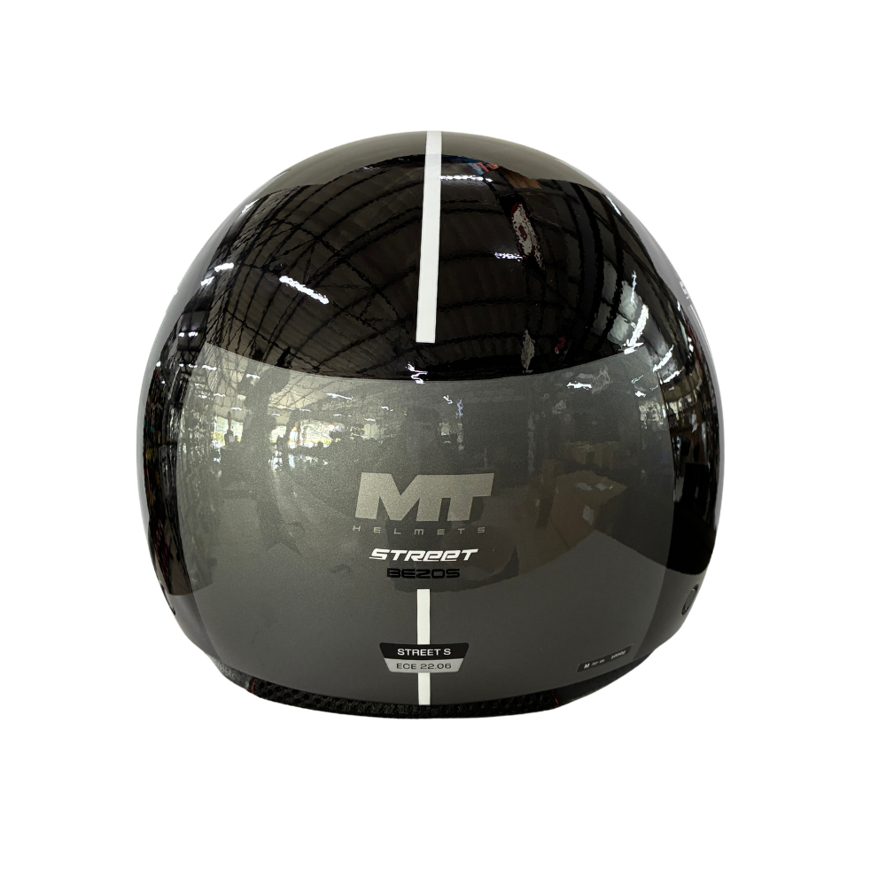 MT OF501 Street S Bezos B0 Gloss Black/Grey Open Face Helmet