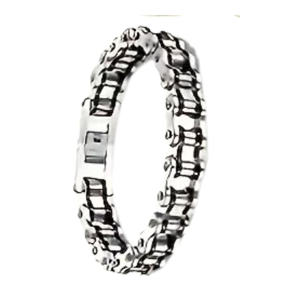 MCA Motorcycle Chain Silver/Black Bracelet