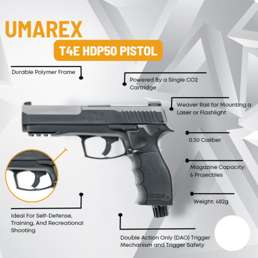 Umarex HDP 50 T4E Self-Defence Pistol Kit With Ammo And Gas