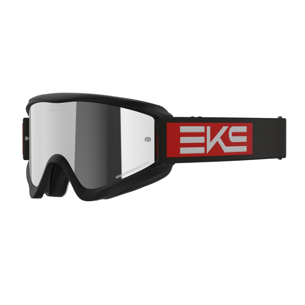 EKS Gox Flat-Out Black/Red Silver Mirror Goggle
