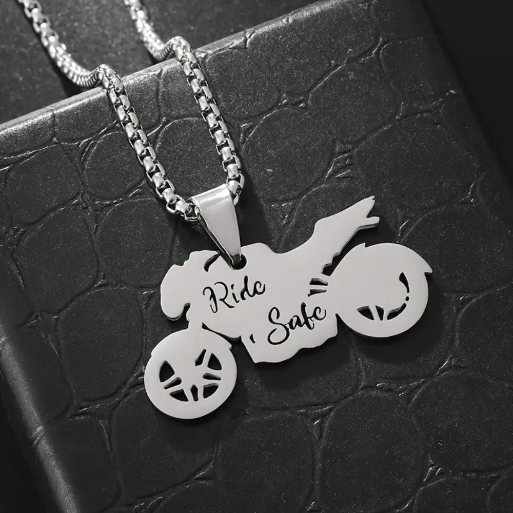 MCA Stainless Steel Motorcycle Ride Safe Pendant Necklace