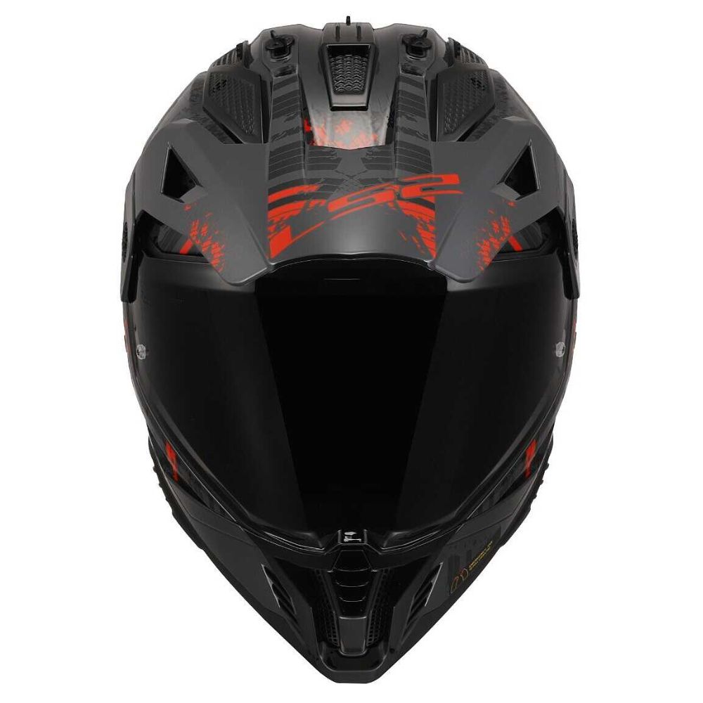 LS2 MX702 Pioneer II Crazy Matt Black/Red Helmet