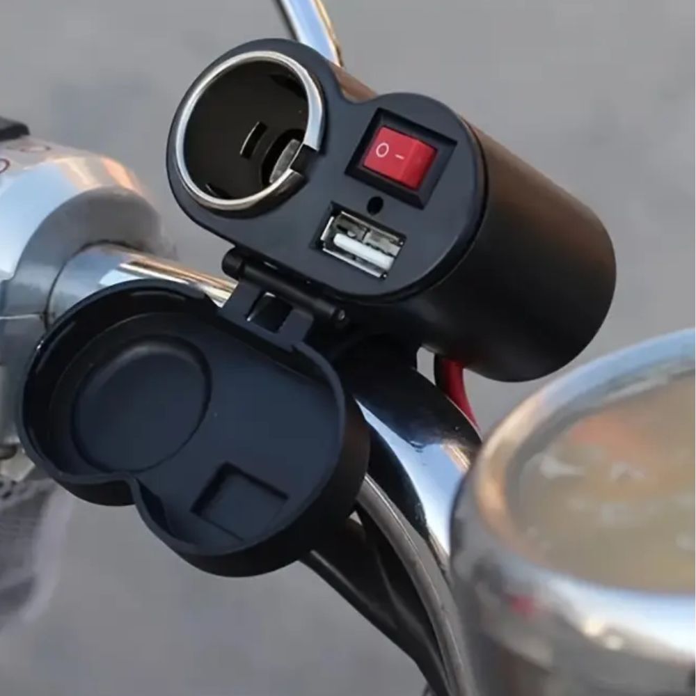 MCA Motorcycle Multifunctional USB Charger And Cigarette Lighter Port