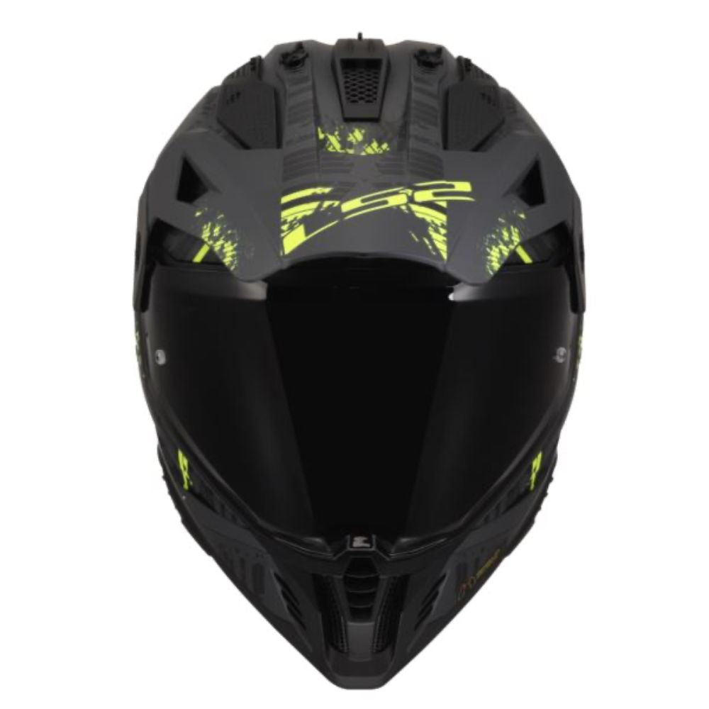 LS2 MX702 Pioneer II Crazy Matt Black/Hi-Vis Yellow Helmet