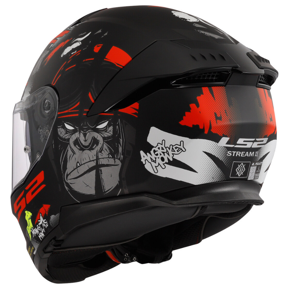 MC Auto: LS2 FF8O8 Stream II Angry Monkey Black/Red Helmet