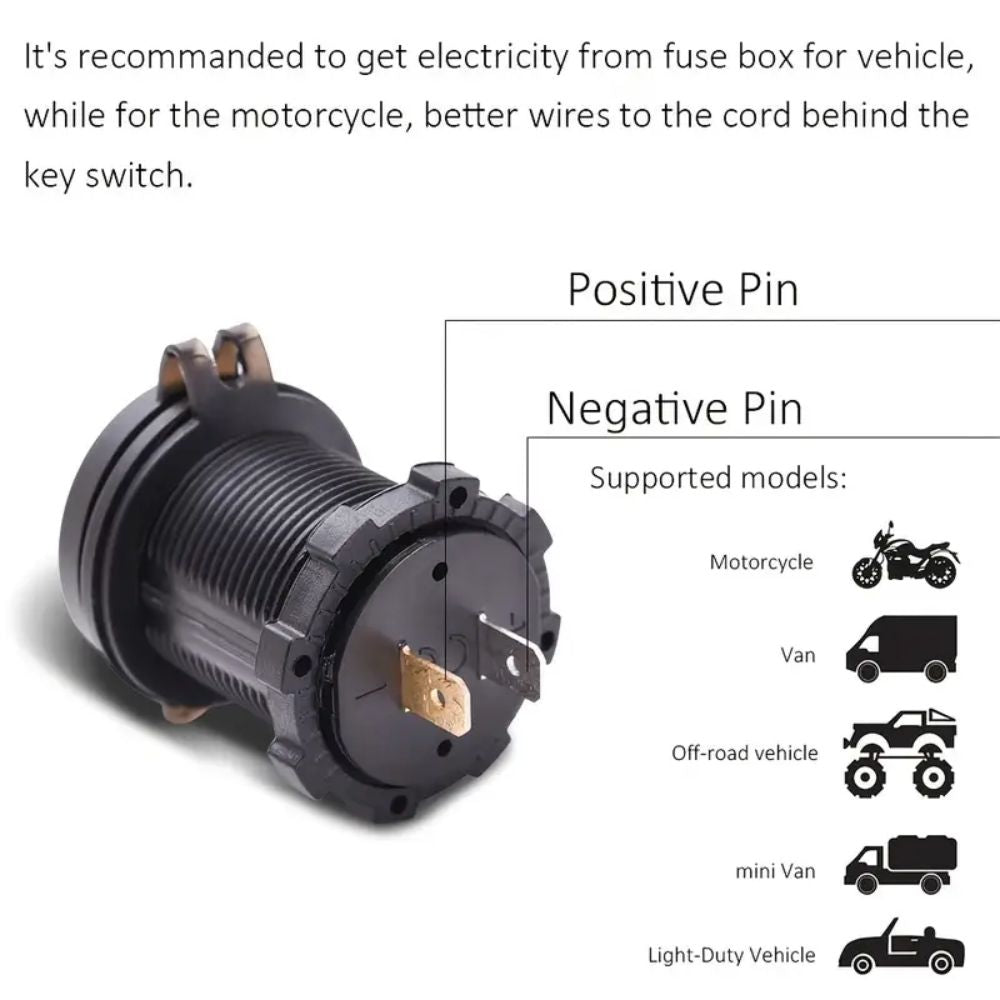 MCA Motorcycle & Universal Dual USB Adaptor