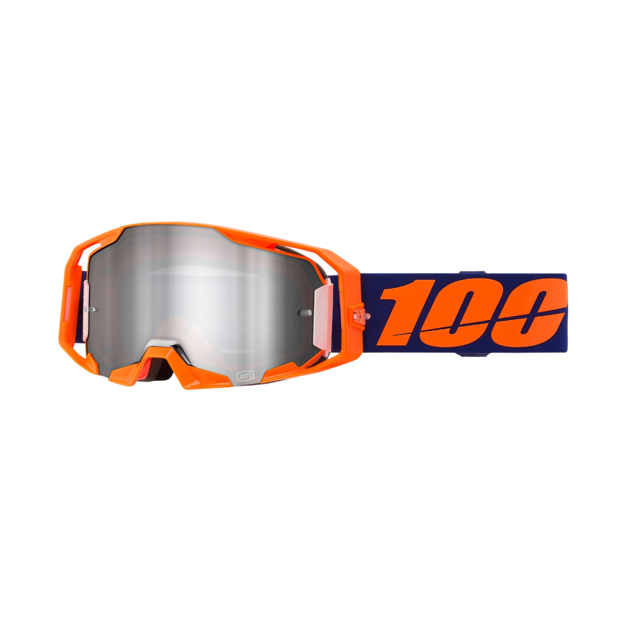 100% ARmatic Neon Orange Mirror Silver Lens Goggle