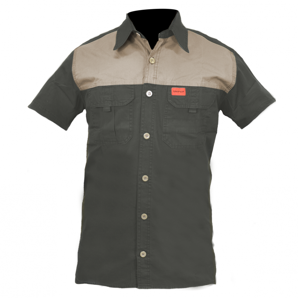 MC Auto: Sniper Africa Adventure Colour Block Military Olive Short Sleeve Shirt