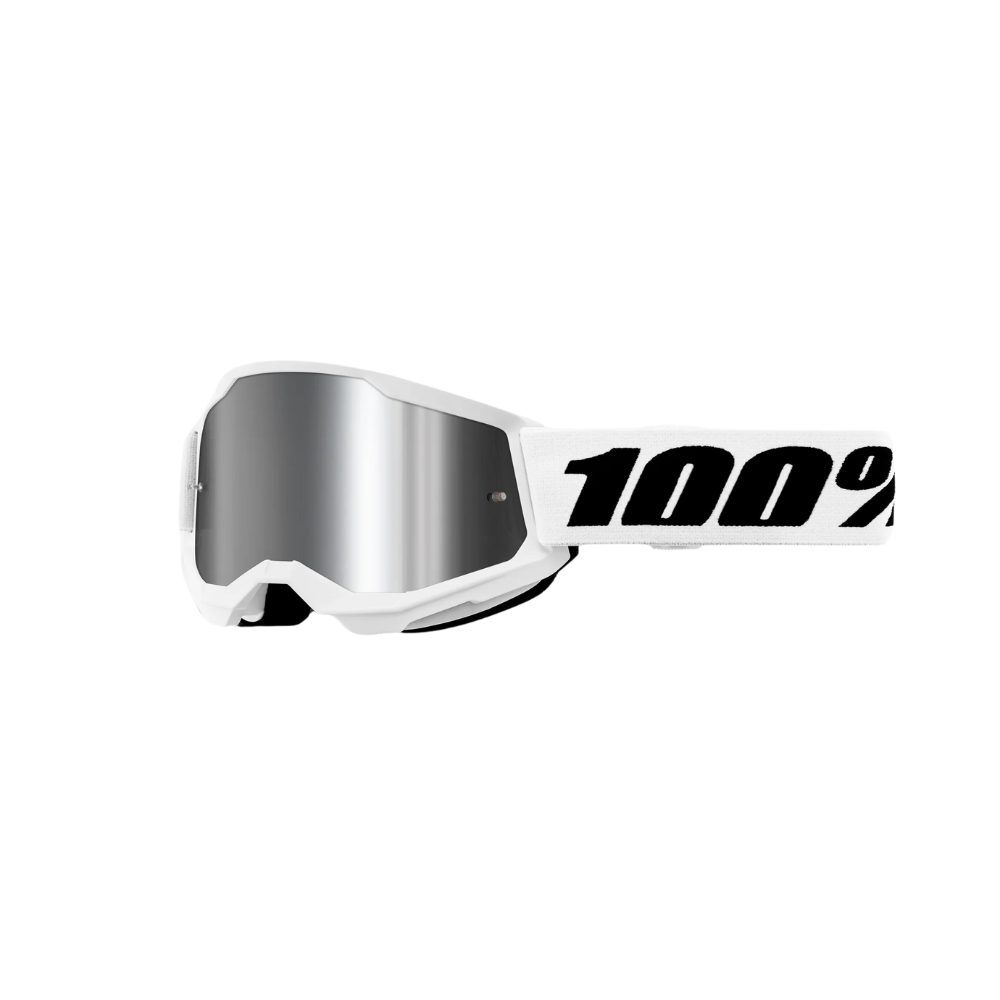 100% Strata2 White/Silver Mirror Goggle