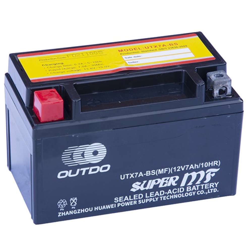 MC Auto: OUTDO® Battery UTX7A-BS (YTX7A-BS) -Motorcycle Battery