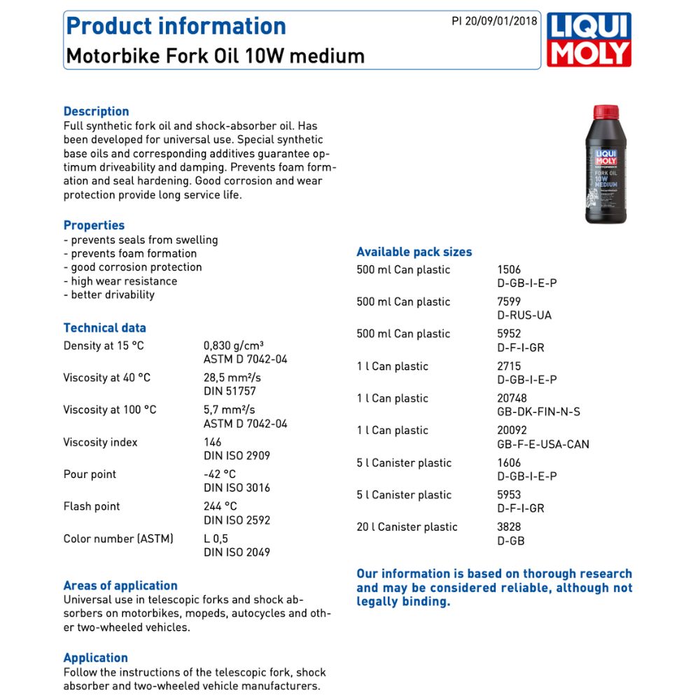 Liqui Moly Motorbike 10W Fork Oil