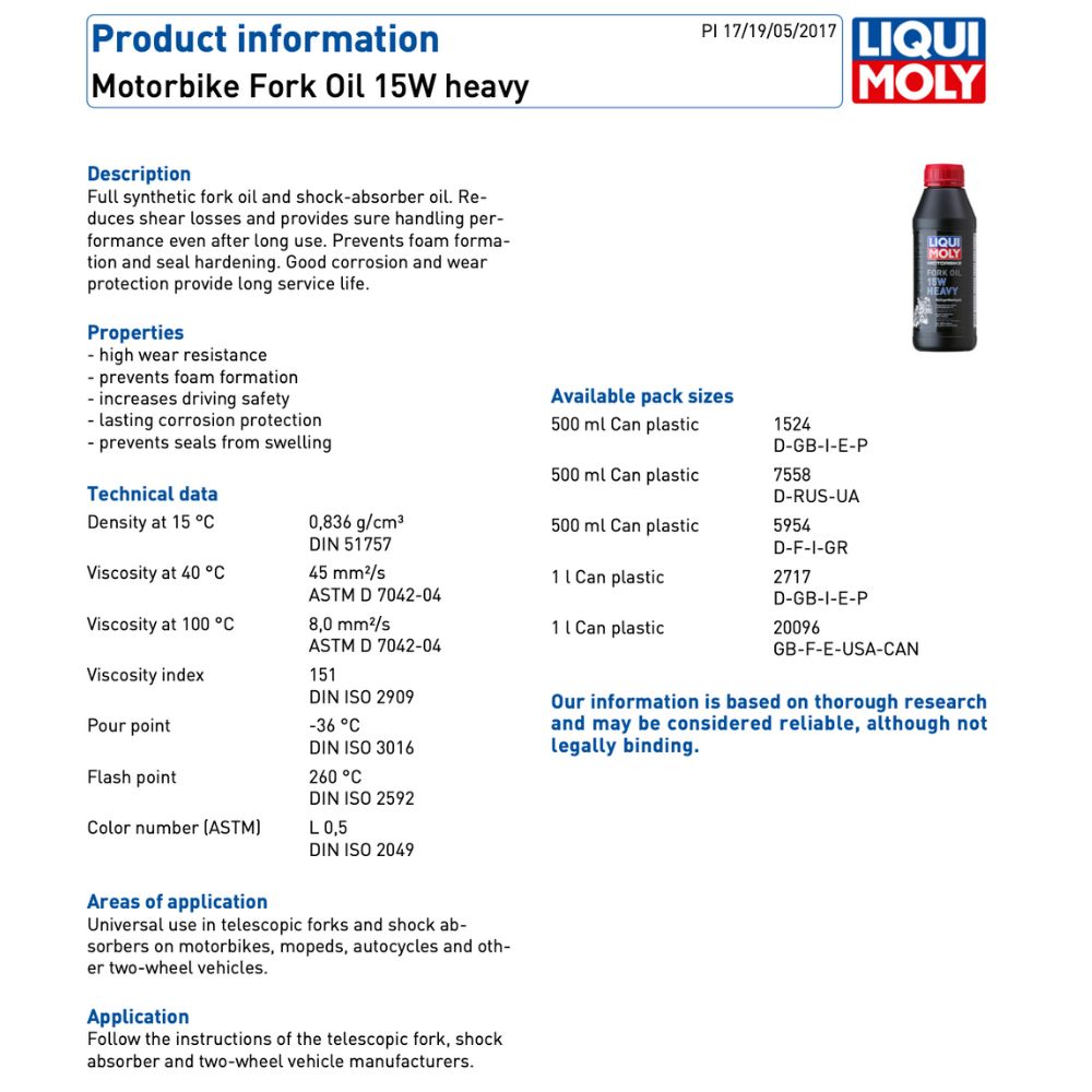 Liqui Moly Motorbike 15W Fork Oil