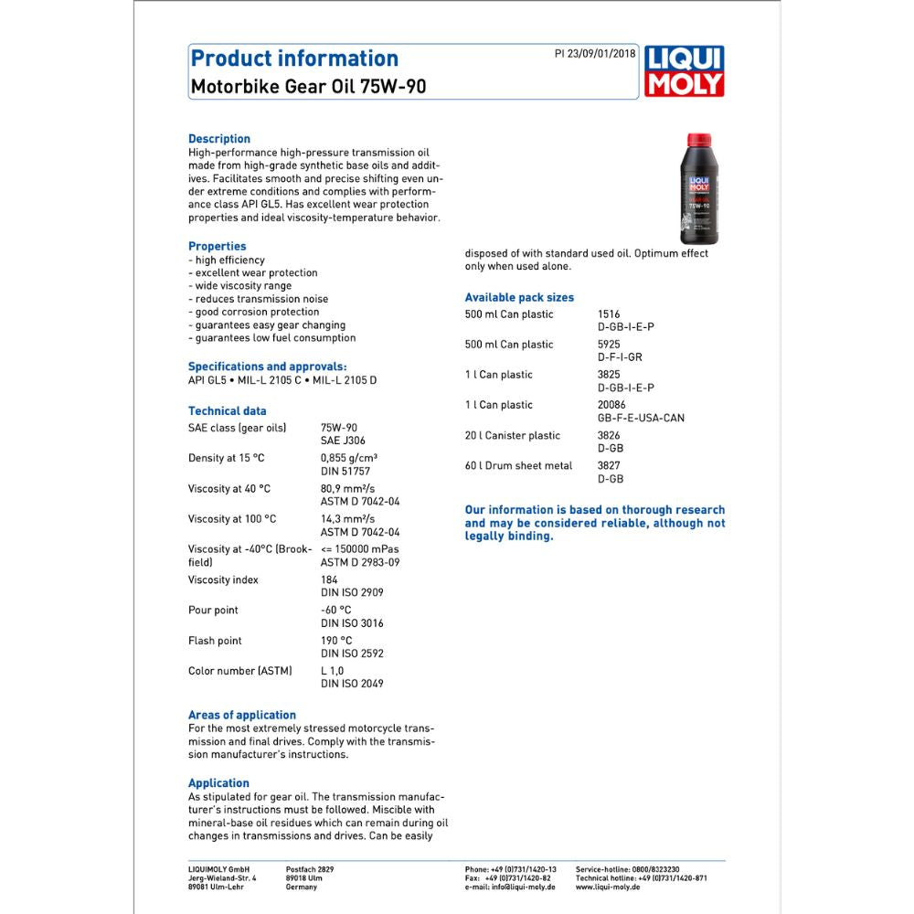 Liqui Moly Motorbike 75W90 Gear Oil