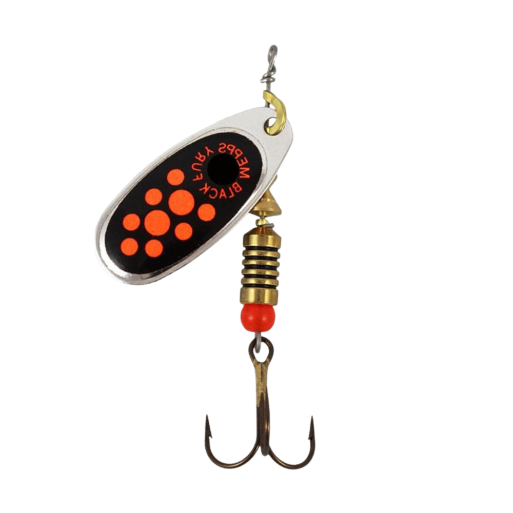 Mepps Black Fury Orange Dot Silver Blade #3 Spinner
