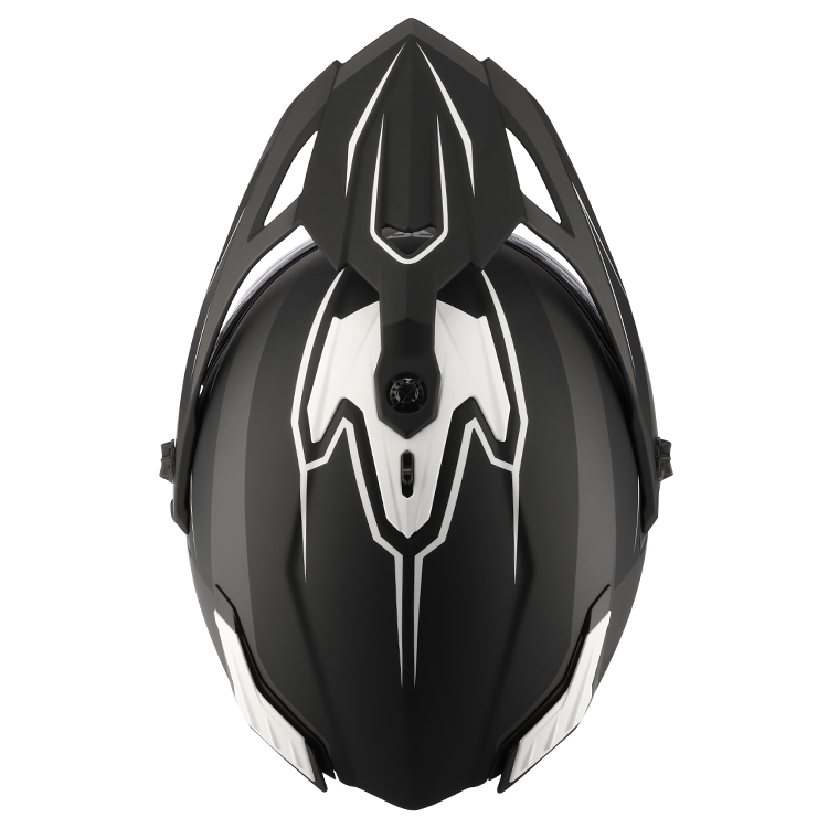 SGI Realm Ascent Gun-Metal/White Fibreglass Motorcycle Helmet