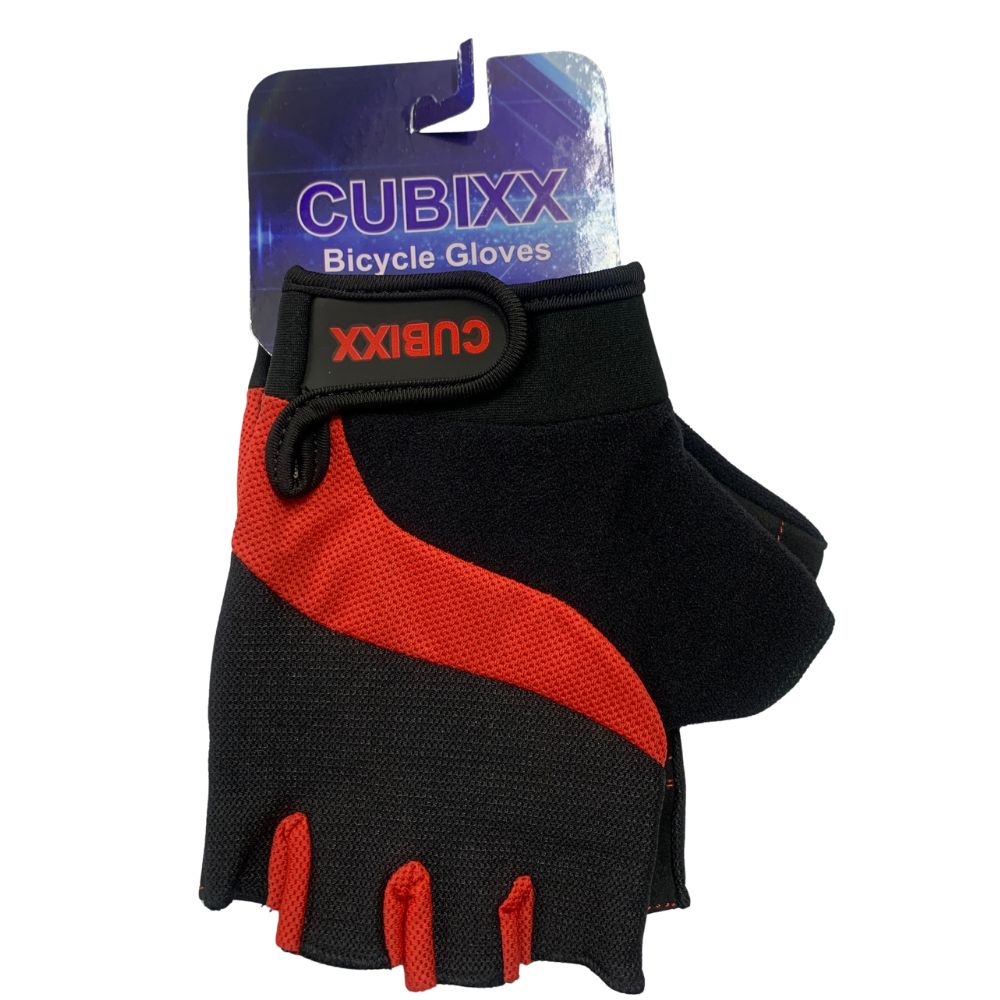 Cubixx MTB Red/Black Fingerless Gloves