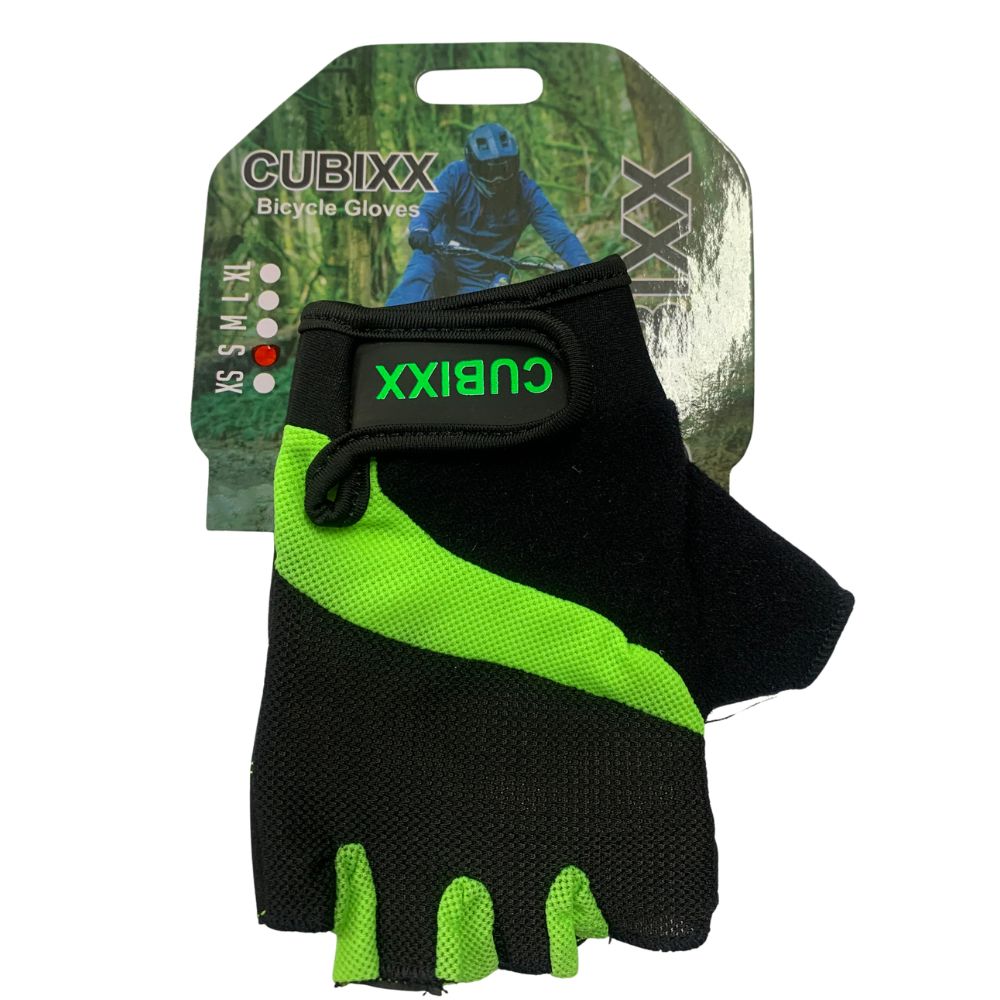 Cubixx MTB Green/Black Fingerless Gloves