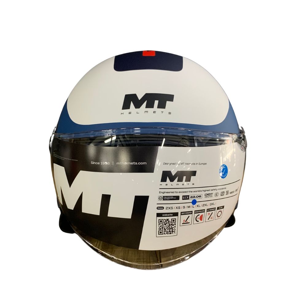 MT OF501 Street S Tino C17 Matt Blue/White Open Face Helmet