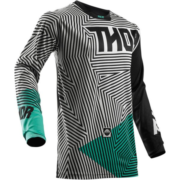 Thor Pulse Geo Black/Teal Jersey