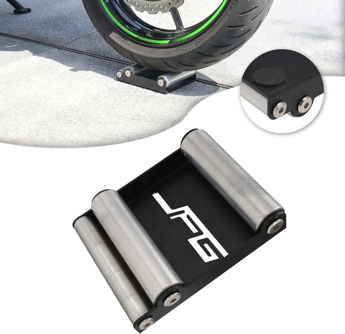 JFG Motorcycle Wheel Cleaning Roller Stand