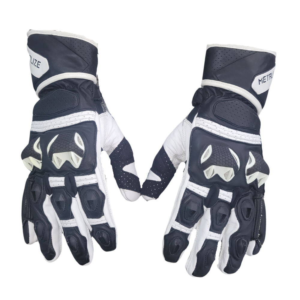 MC Auto: Metalize 263 White Leather Race Gloves