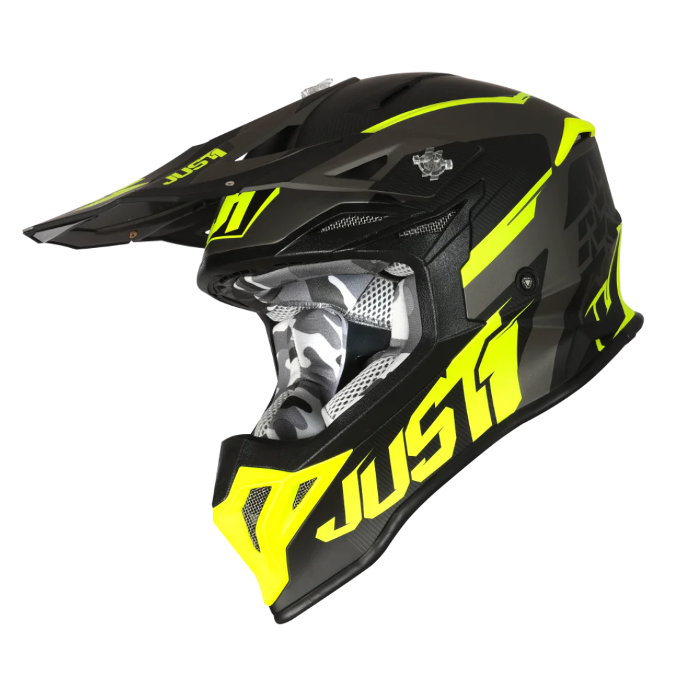 MC Auto: Just 1 J39 Stars Motocross Black/Fluo Yellow/Titanium Helmet