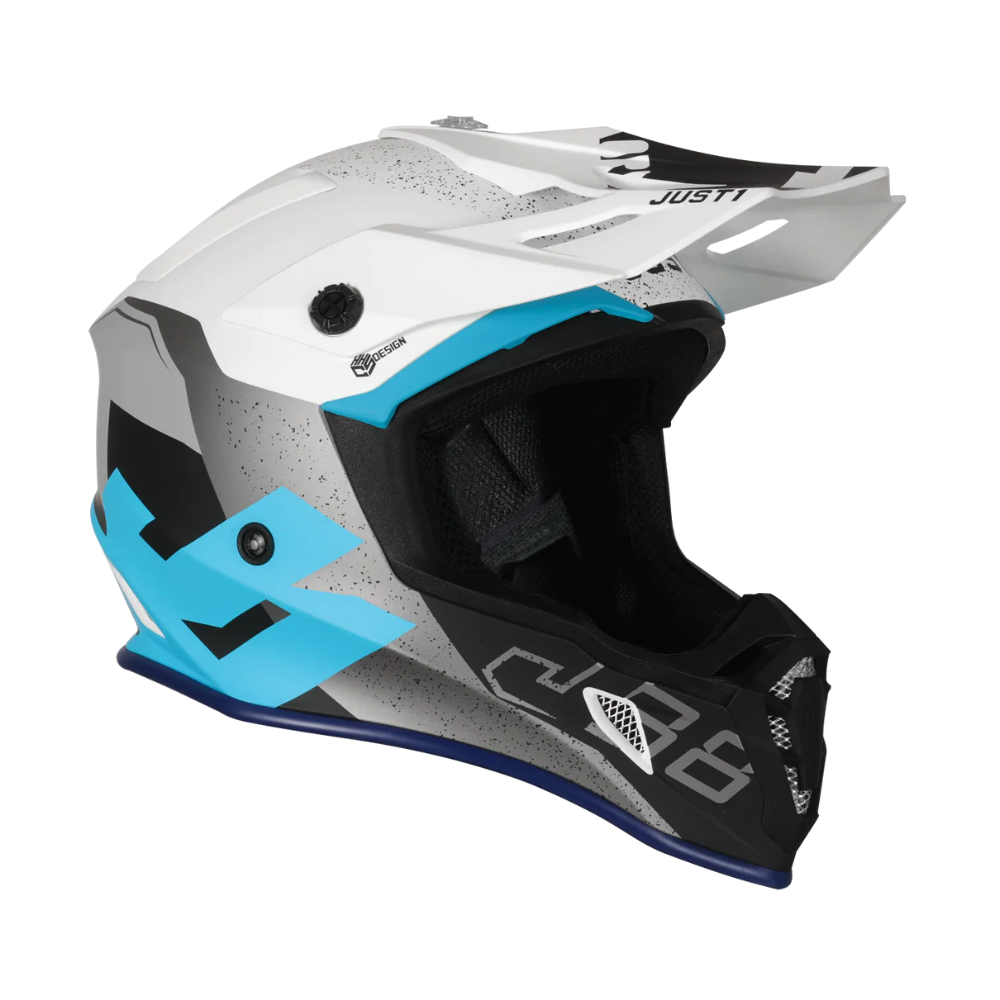 MC Auto: Just 1 J38 Korner Motocross Light Blue/White Helmet