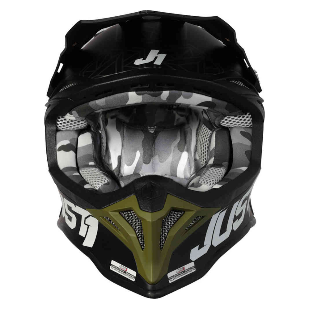 MC Auto: Just 1 J39 Kinetic Motocross Camo Army Green/Black Helmet
